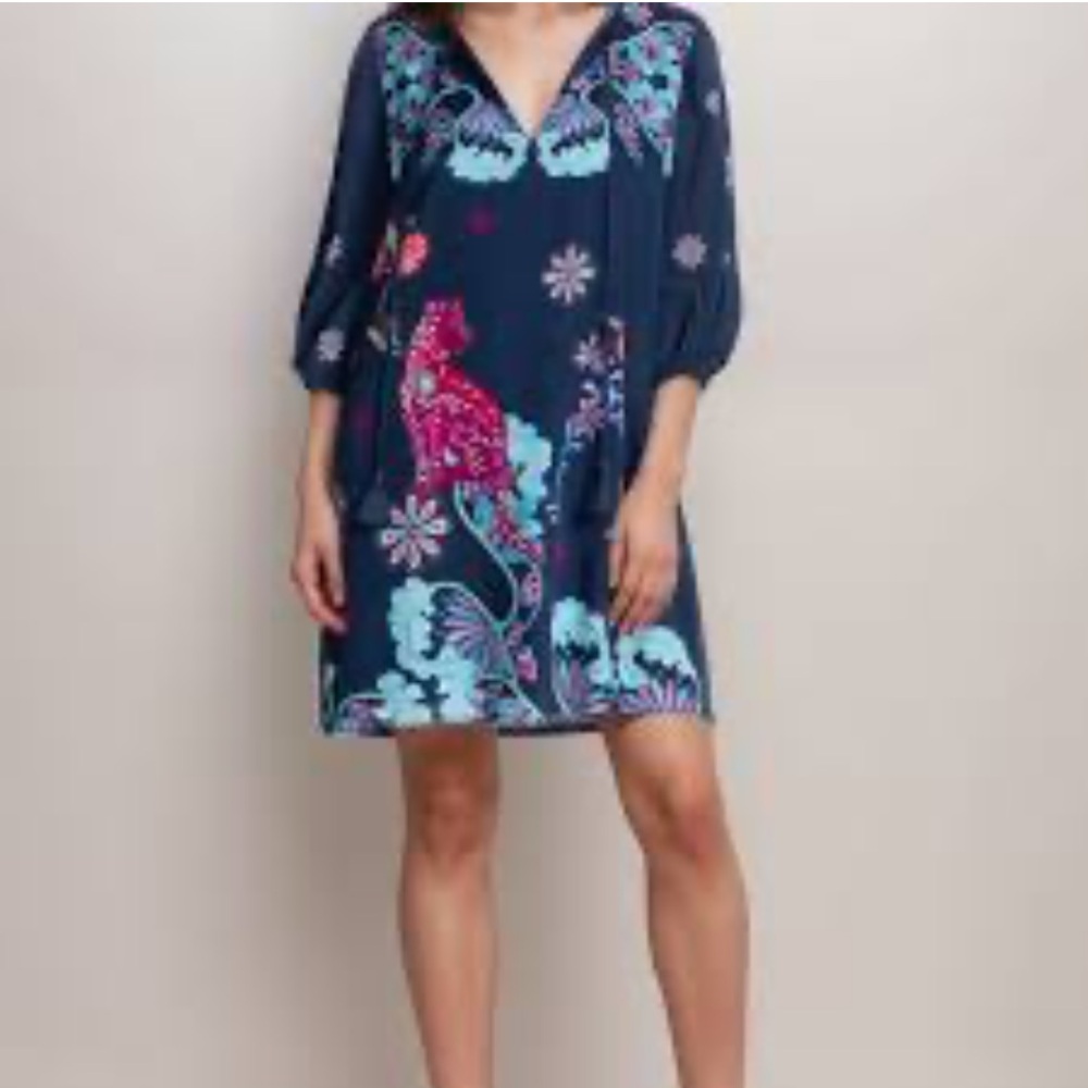 New Johnny Was Jade Dress with Floral Accents size XL silk - Picture 8 of 15